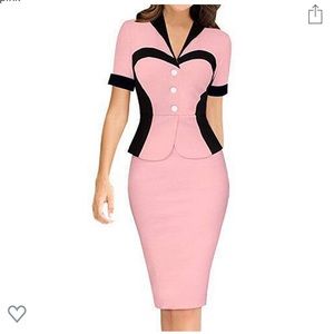 Pink and Black Business Dress
